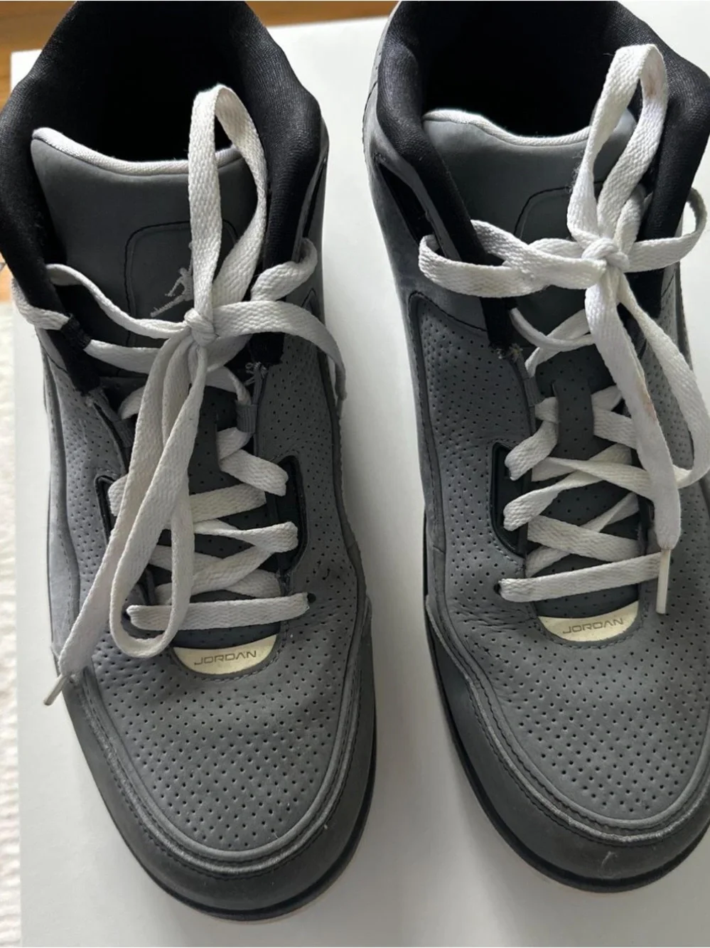 Jordan Men’s Gray and Black Low-Top Sneakers with Yellow Jumpman